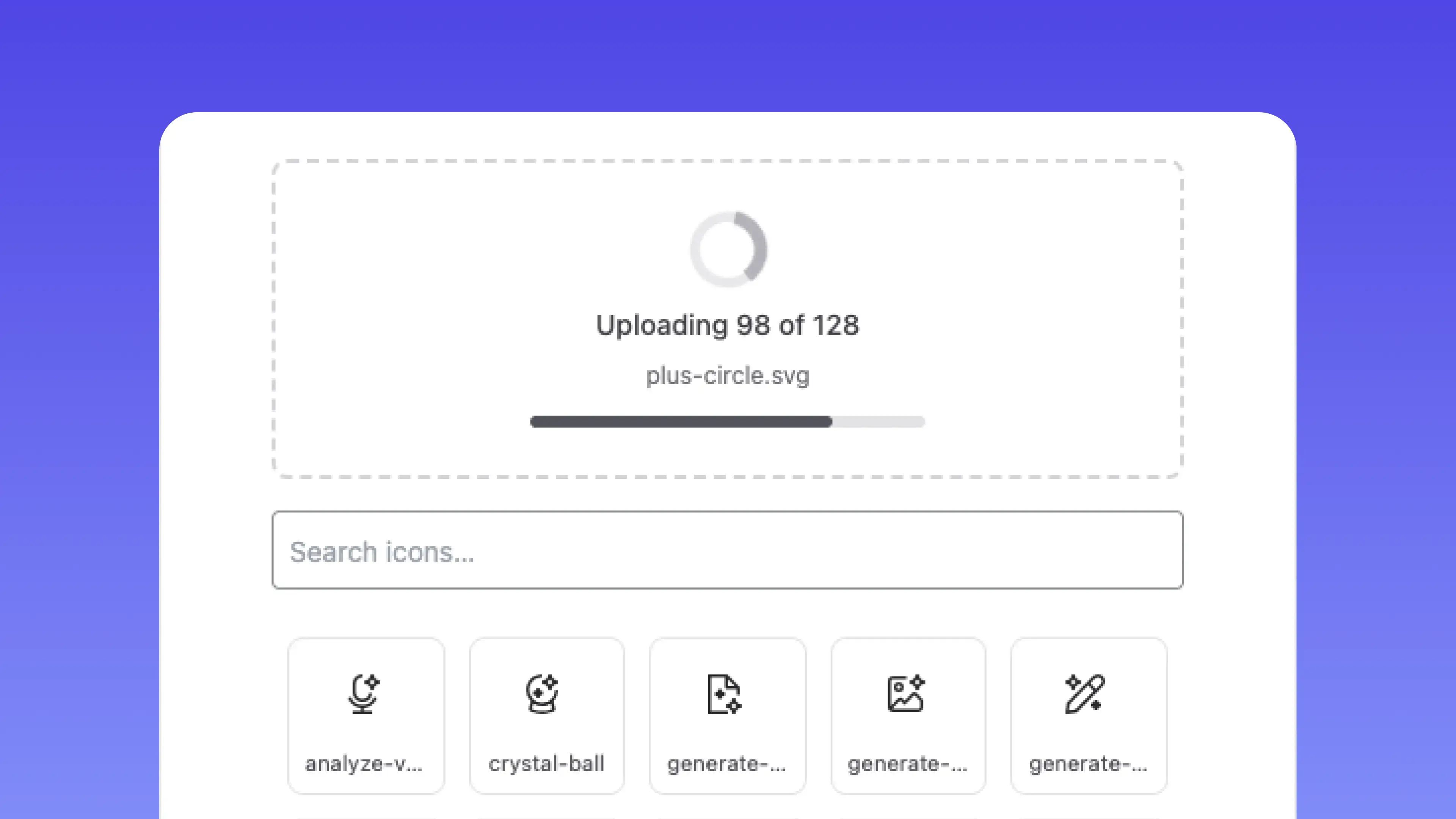 Custom icons upload and management interface