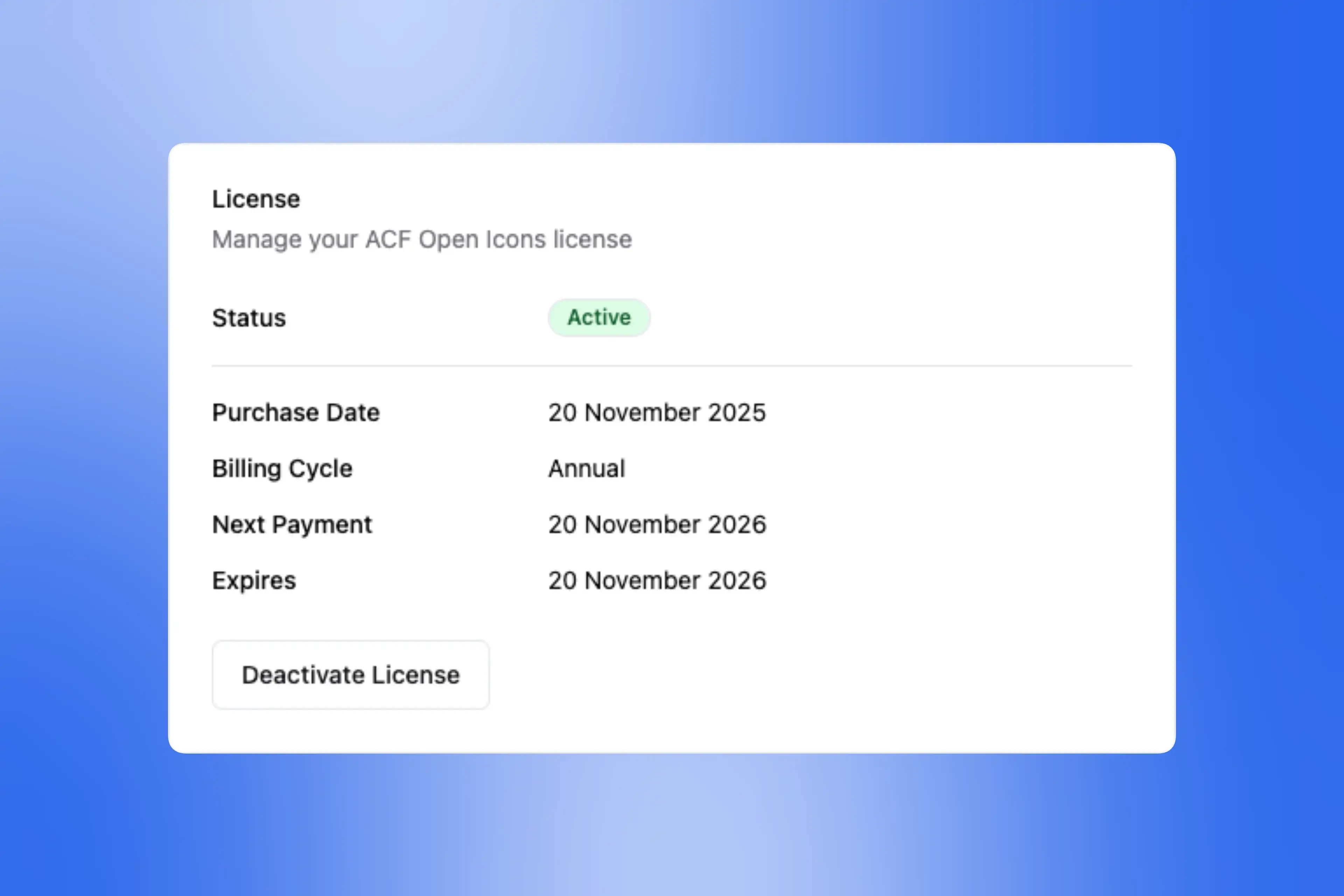 Update management interface